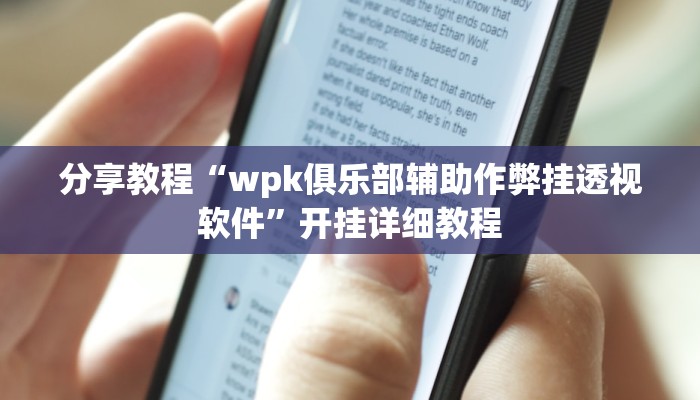 分享教程“wpk俱乐部辅助作弊挂透视软件”开挂详细教程