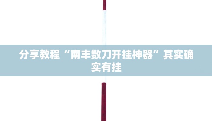 分享教程“南丰数刀开挂神器”其实确实有挂