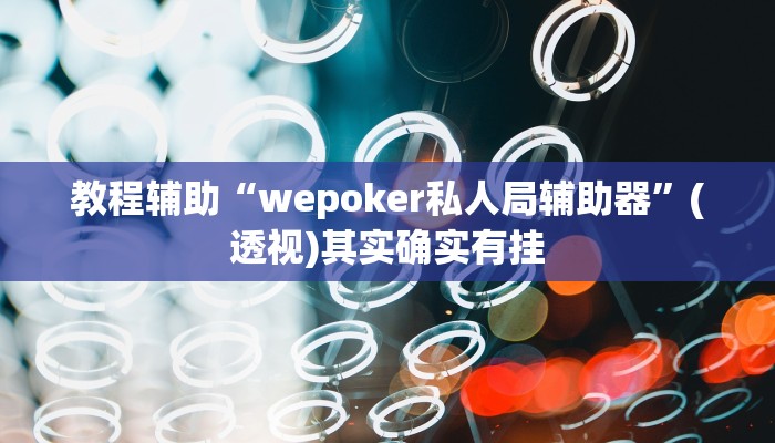 教程辅助“wepoker私人局辅助器”(透视)其实确实有挂