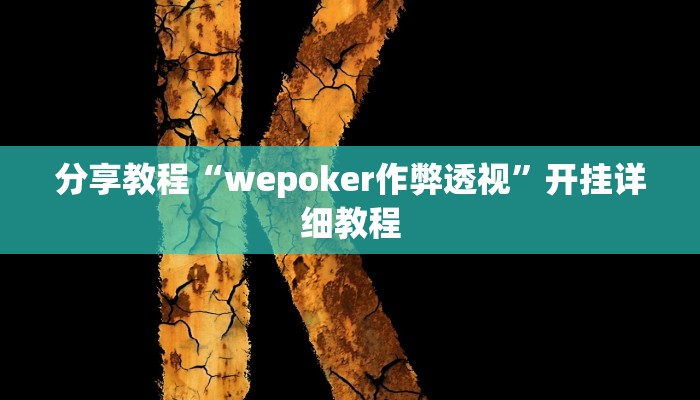 分享教程“wepoker作弊透视”开挂详细教程