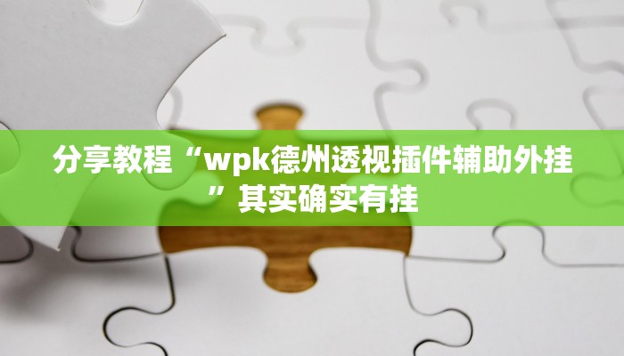 分享教程“wpk德州透视插件辅助外挂”其实确实有挂
