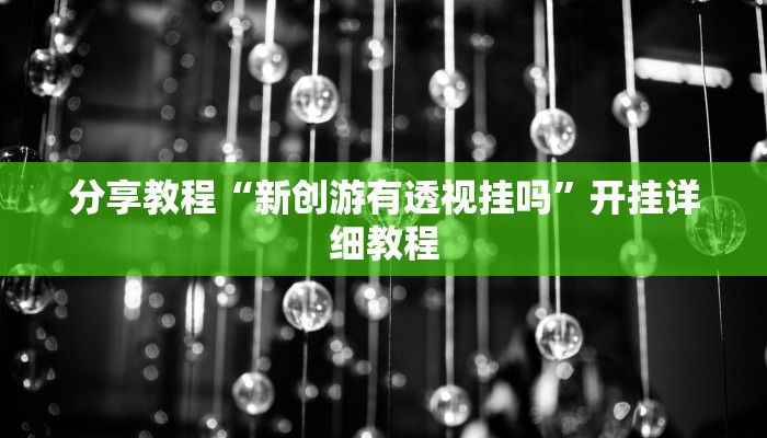 分享教程“新创游有透视挂吗”开挂详细教程