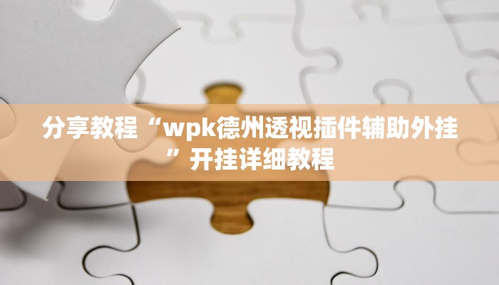 分享教程“wpk德州透视插件辅助外挂”开挂详细教程