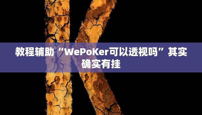 教程辅助“WePoKer可以透视吗”其实确实有挂
