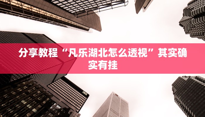 分享教程“凡乐湖北怎么透视”其实确实有挂