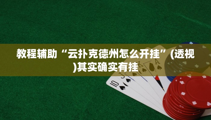 教程辅助“云扑克德州怎么开挂”(透视)其实确实有挂