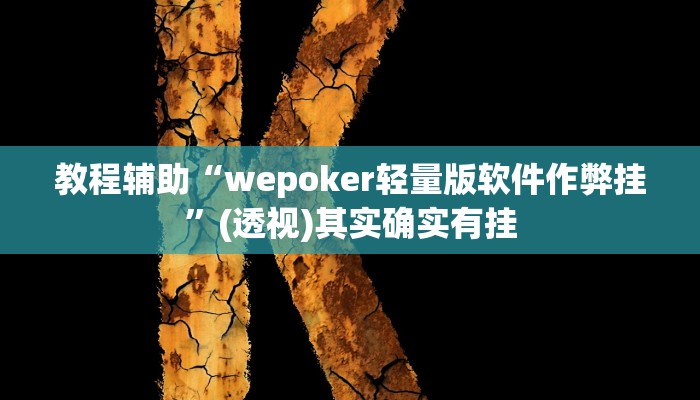 教程辅助“wepoker轻量版软件作弊挂”(透视)其实确实有挂