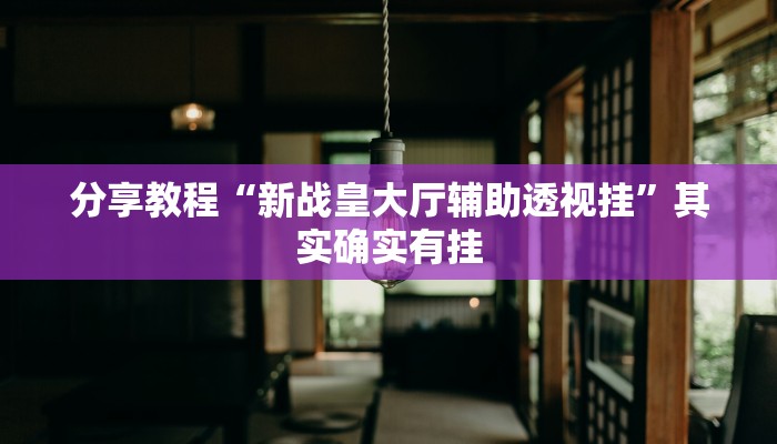 分享教程“新战皇大厅辅助透视挂”其实确实有挂