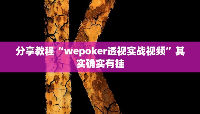 分享教程“wepoker透视实战视频”其实确实有挂