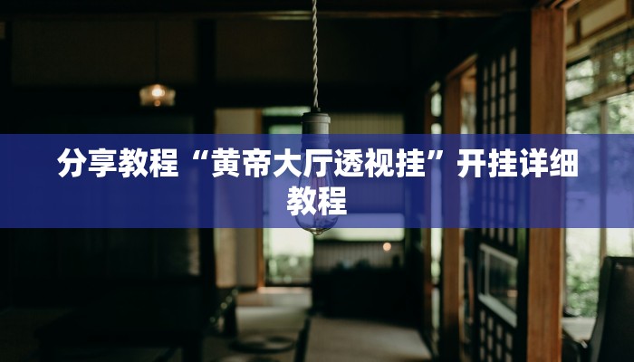 分享教程“黄帝大厅透视挂”开挂详细教程