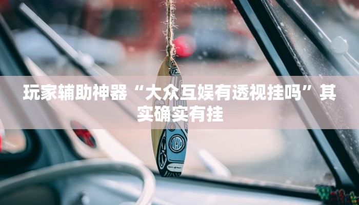 玩家辅助神器“大众互娱有透视挂吗”其实确实有挂