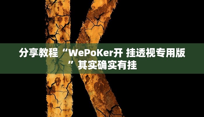 分享教程“WePoKer开 挂透视专用版”其实确实有挂