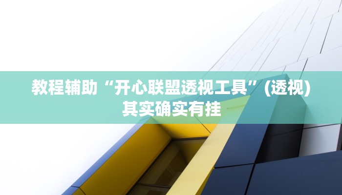 教程辅助“开心联盟透视工具”(透视)其实确实有挂