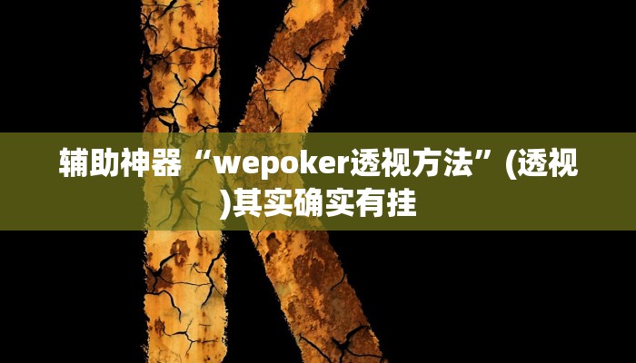 辅助神器“wepoker透视方法”(透视)其实确实有挂