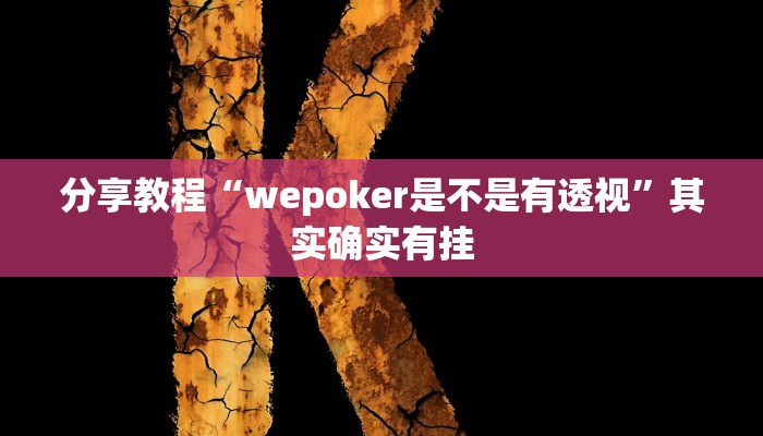 分享教程“wepoker是不是有透视”其实确实有挂