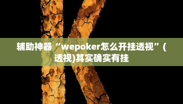 辅助神器“wepoker怎么开挂透视”(透视)其实确实有挂