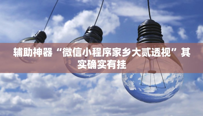 辅助神器“微信小程序家乡大贰透视”其实确实有挂