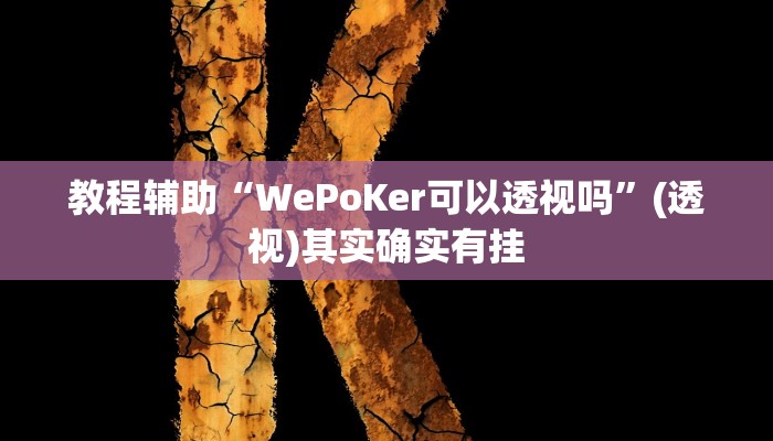 教程辅助“WePoKer可以透视吗”(透视)其实确实有挂