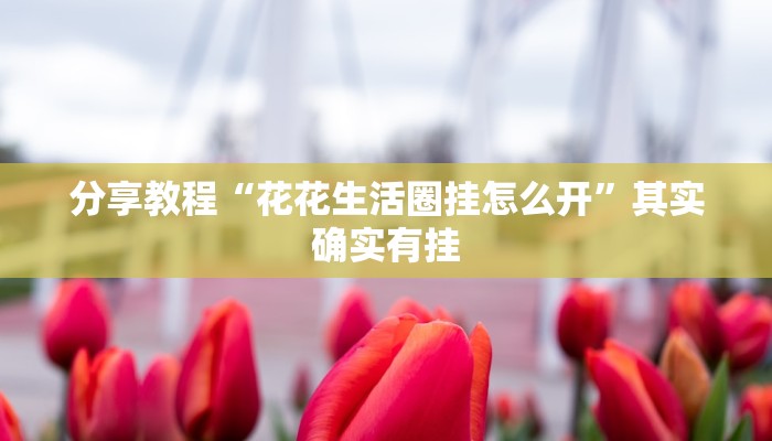 分享教程“花花生活圈挂怎么开”其实确实有挂