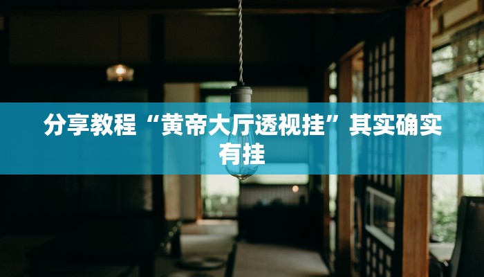 分享教程“黄帝大厅透视挂”其实确实有挂 分享教程“黄帝大厅透视挂”其实确实有挂