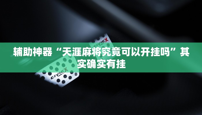 辅助神器“天涯麻将究竟可以开挂吗”其实确实有挂