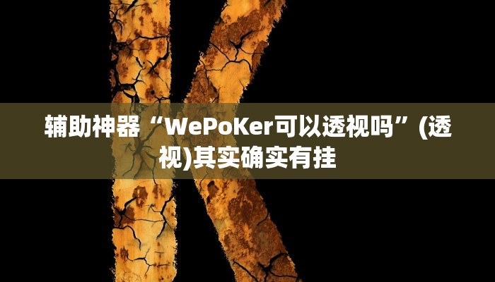 辅助神器“WePoKer可以透视吗”(透视)其实确实有挂