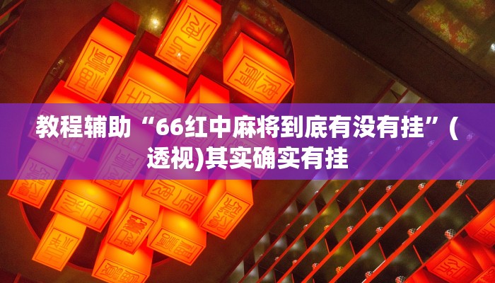 教程辅助“66红中麻将到底有没有挂”(透视)其实确实有挂