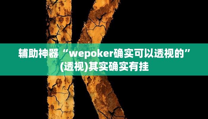 辅助神器“wepoker确实可以透视的”(透视)其实确实有挂