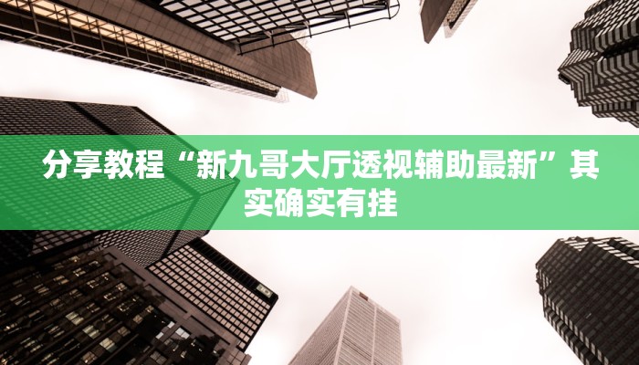 分享教程“新九哥大厅透视辅助最新”其实确实有挂